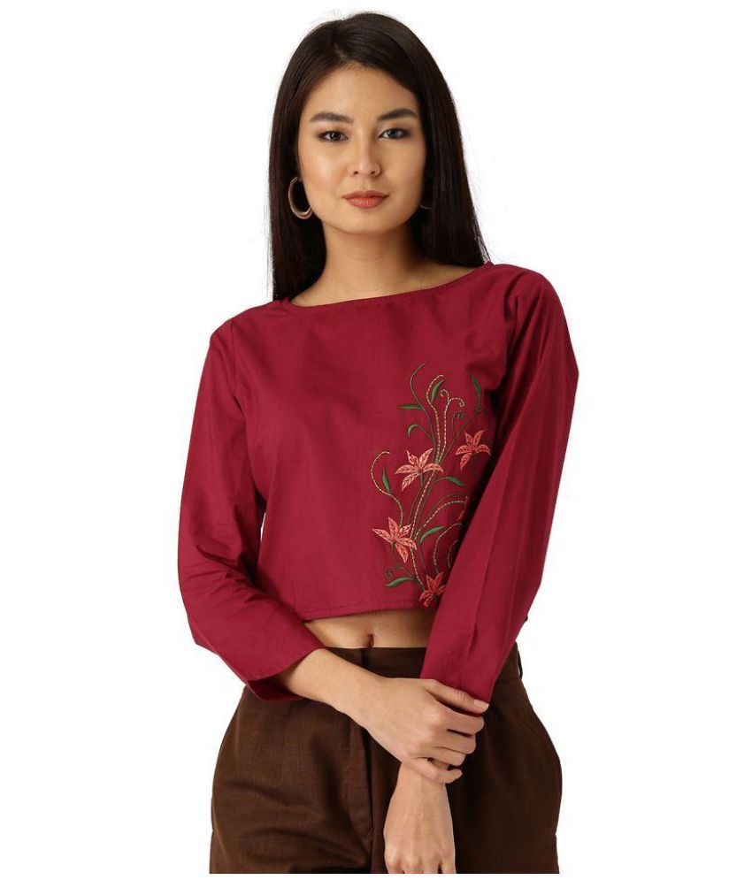Jaipur Kurti Cotton Crop Tops Red Buy Jaipur Kurti Cotton Crop Tops