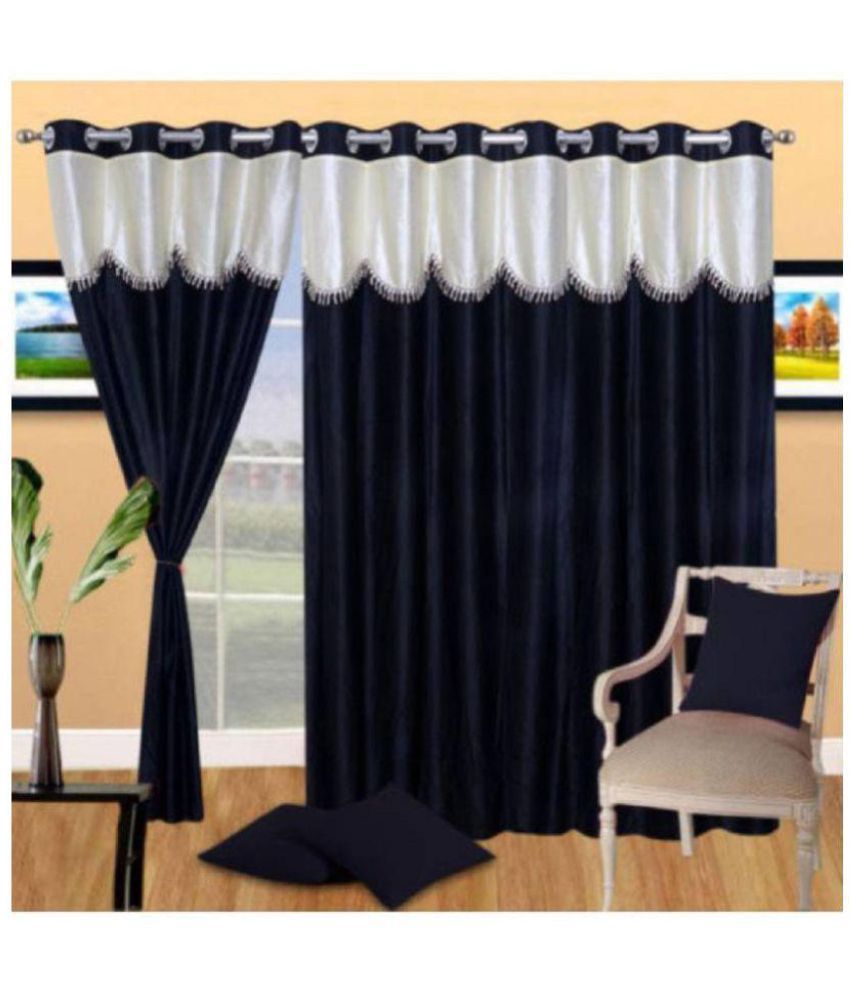     			Phyto Home Solid Semi-Transparent Eyelet Door Curtain 7 ft Pack of 3 -Black