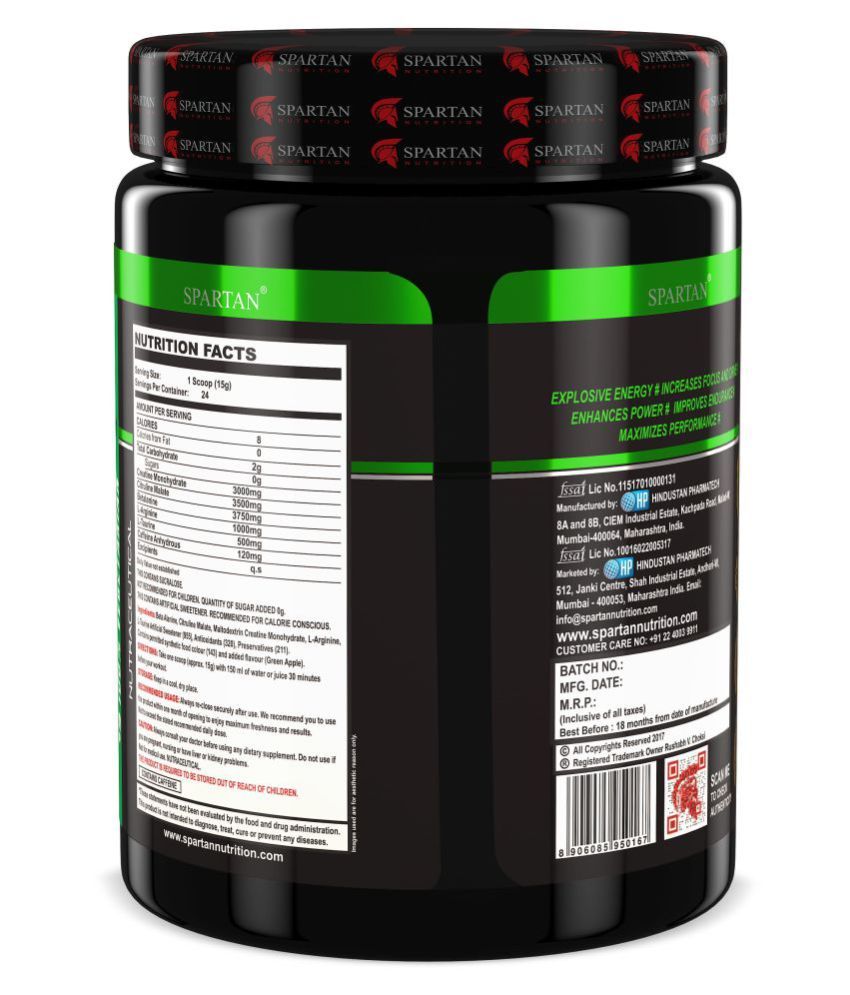 Spartan PUMP PRO Preworkout Greenapple 360 gm Buy