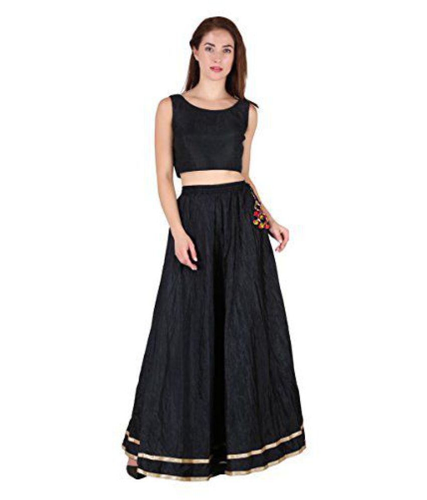 Buy Shararat Silk A-Line Skirt - Black Online at Best Prices in India ...