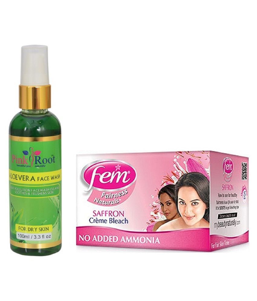 Pink Root Aloevera Face Wash Ml With Fem Saffron Bleach Day Cream