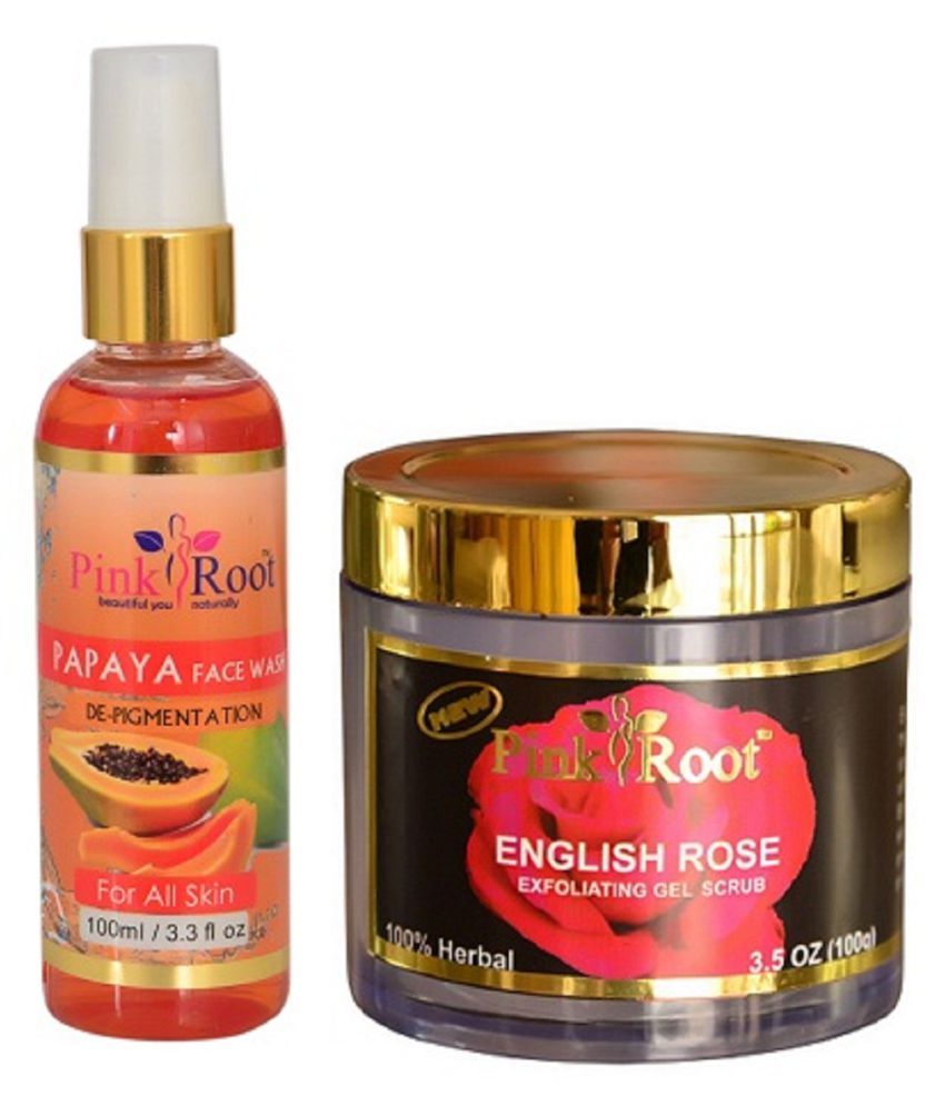 pink-root-papaya-face-wash-100ml-with-english-rose-scrub-day-cream-100