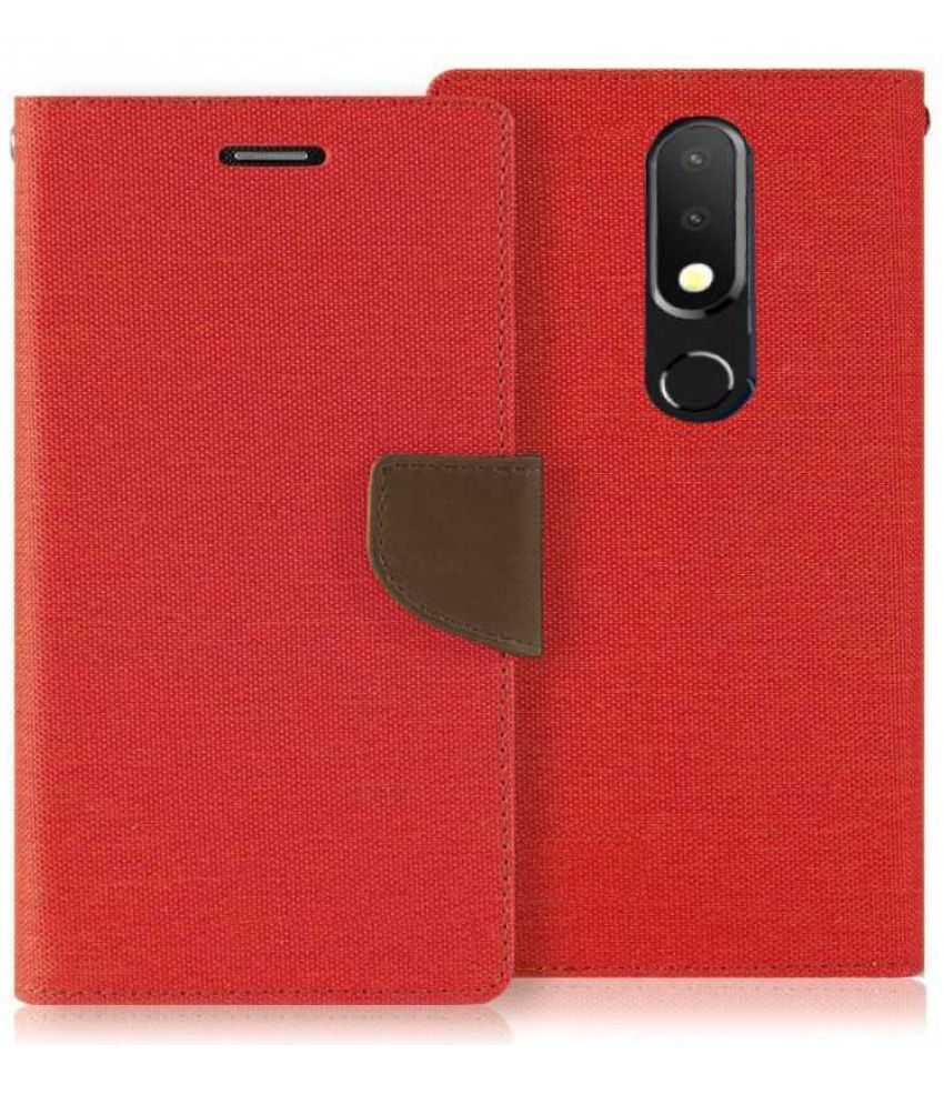 Nokia 6.1 Plus Flip Cover by MAJANSY Red Flip Covers Online at Low
