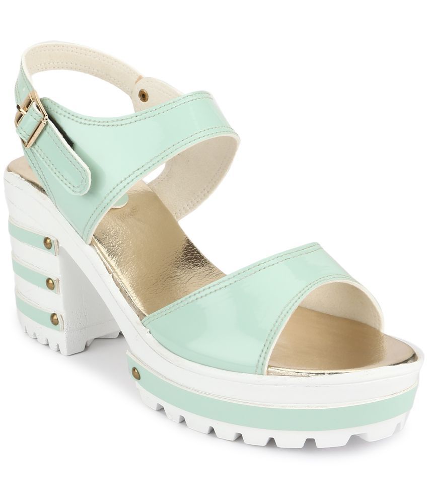 green block heel shoe