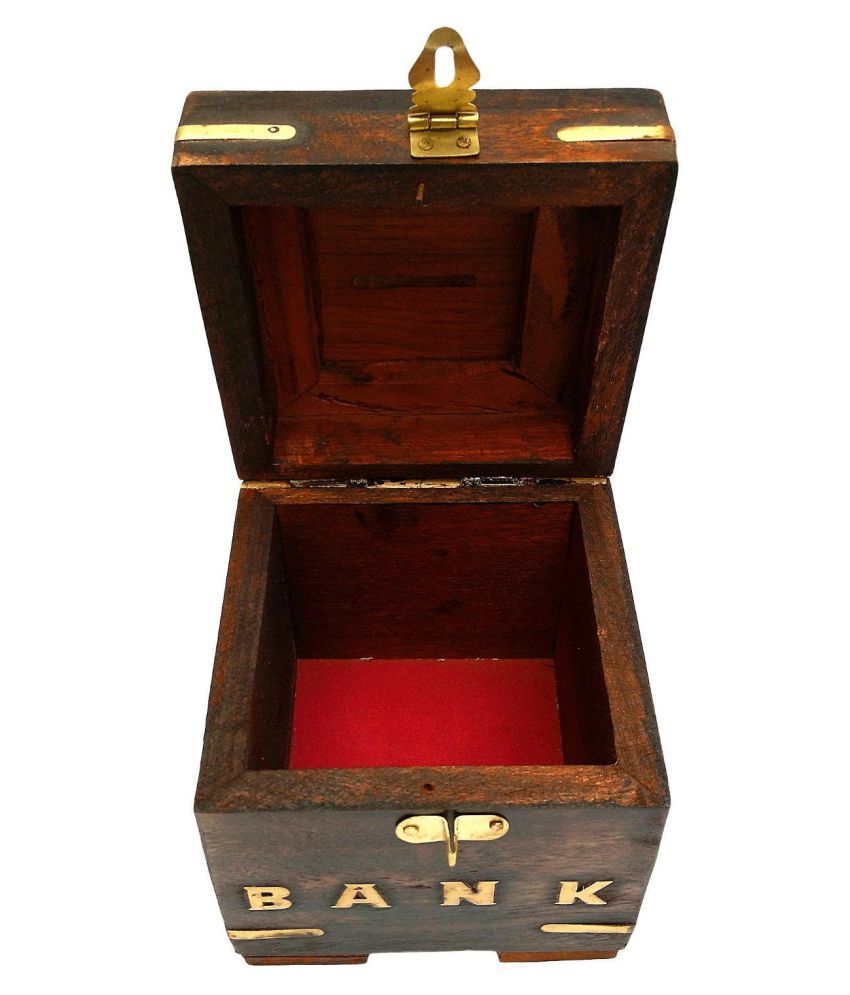 RGRANDSONS® Handmade Handicrafted Wooden Money Bank Kids Piggy Coin Box