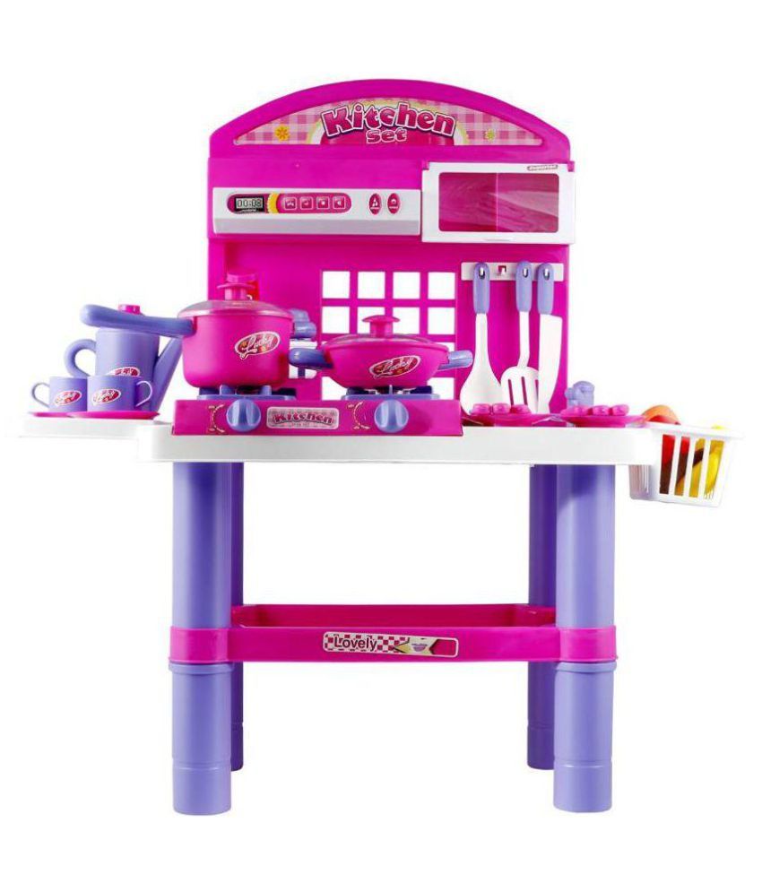 pink colour kitchen set