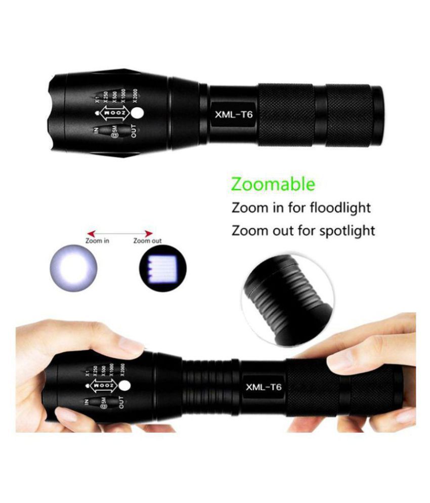 SHB 5W Flashlight Torch 5 modes Waterproof Cree Bright Zoom LED Torches - Pack of 1
