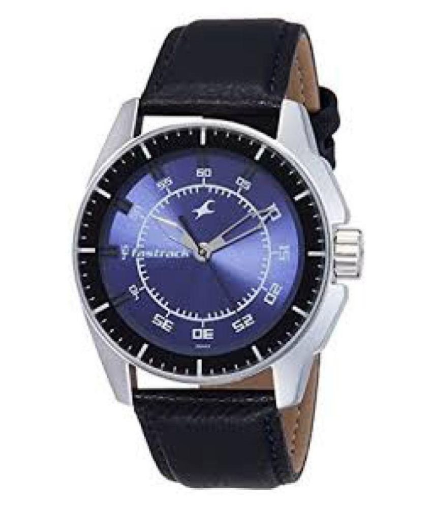 men fashion ex306 blue leather analog men's watch