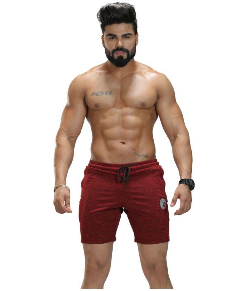     			Omtex Red Polyester Fitness Shorts