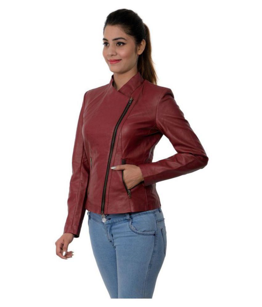 Buy labeeb fashion Faux Leather Maroon Biker Online at Best Prices in ...