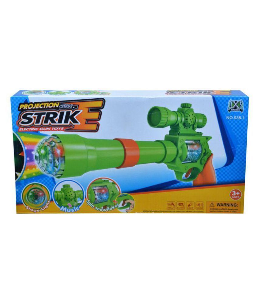 Latest Strike Gun Toy with 3D Projection Lights and Music, 12 inch Multicolour