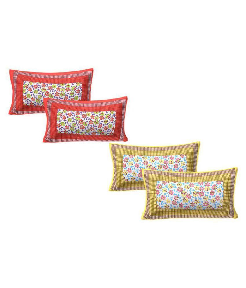     			AJ Home Pack of 4 Cotton Multi Pillow Cover (17 X 27 Inch)