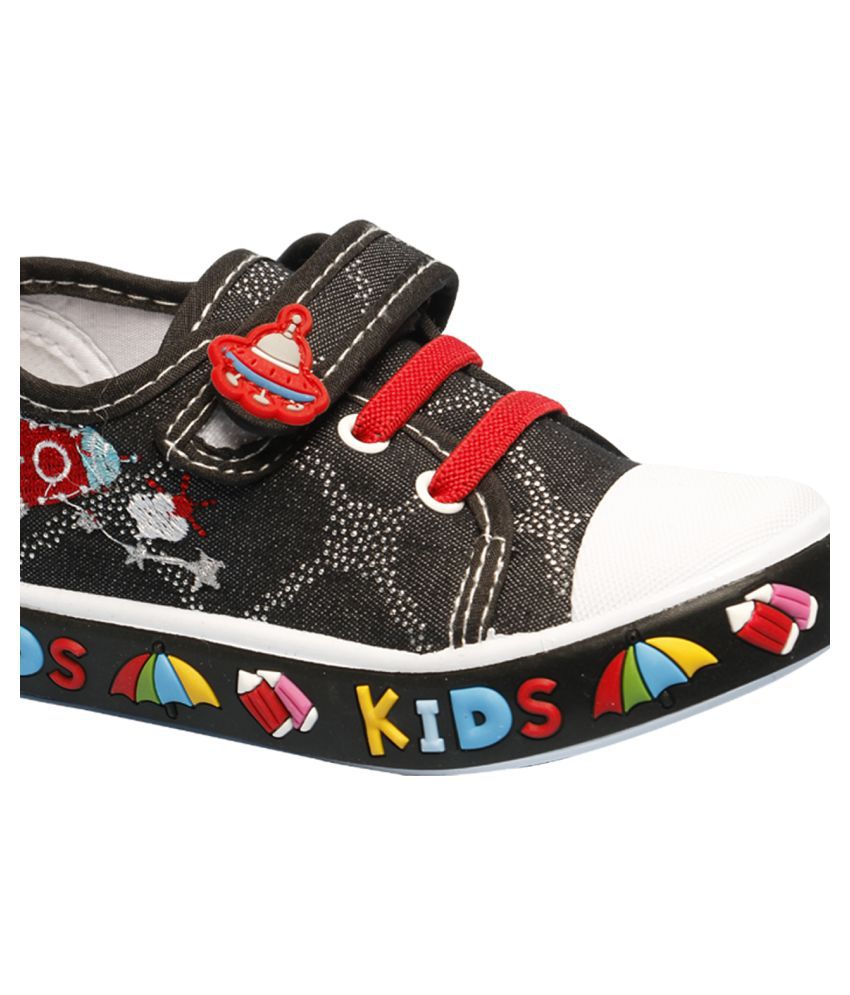 Little Soles Black Canvas Shoes With a Space Ship Motif and Stickers on ...