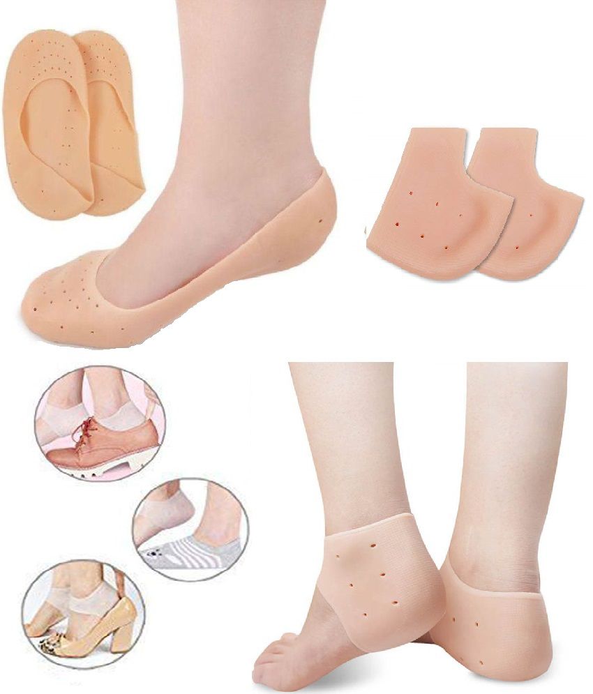     			Silicone Heel Protector Breathable Sleeve Socks Half & Full Size Combo