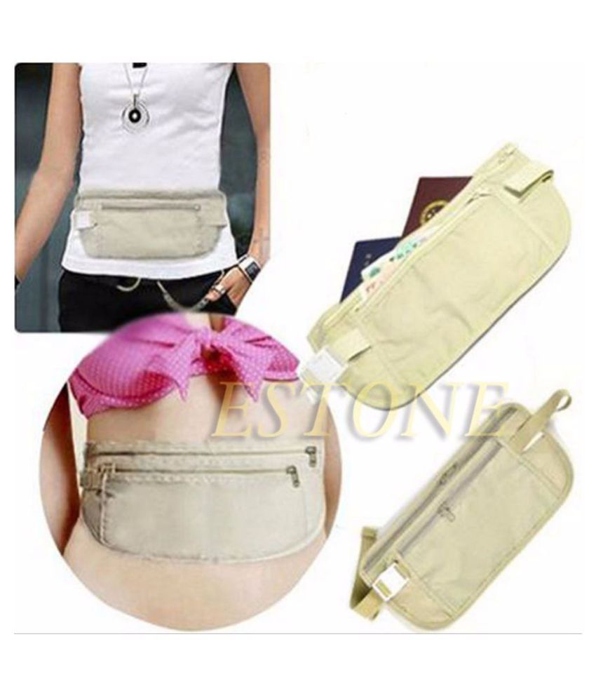Cloth Travel Pouch Hidden Wallet Passport Money Waist Belt Bag Slim