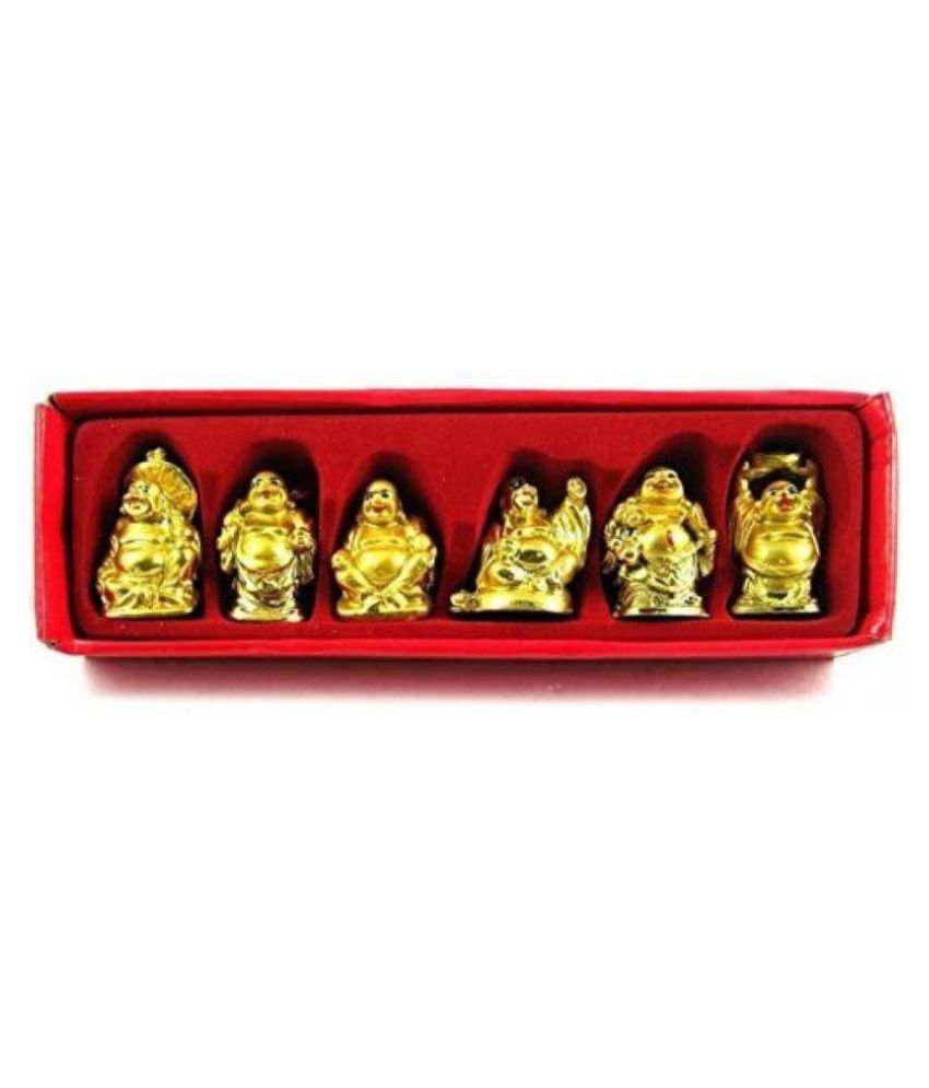     			DD1  Feng Shui Golden Set of Laughing Buddha 6 Pc Set