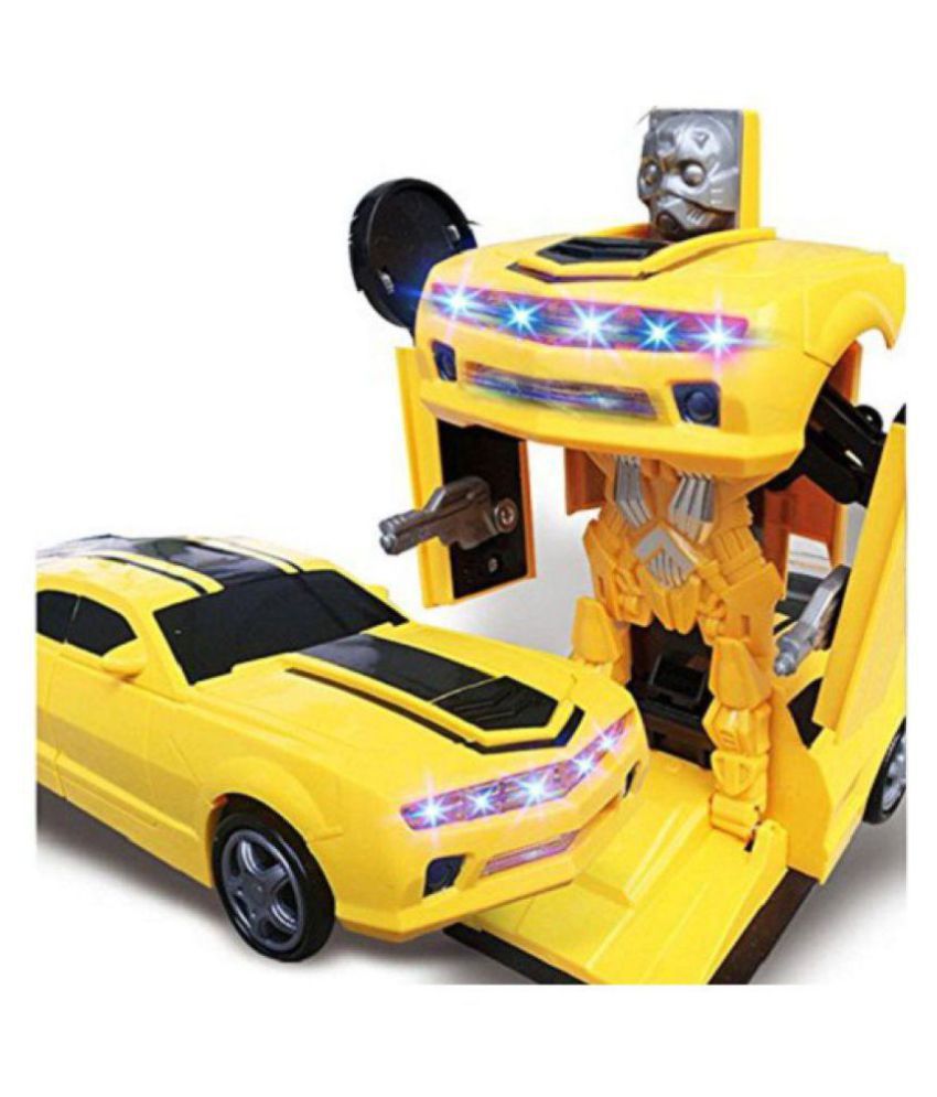 latest 2 in 1 Transform Robot Races Car Toy with Bright Lights and Music, Battery Operated (Multicolour)