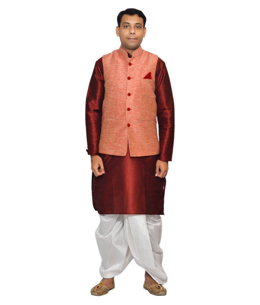 pink shirt and dhoti