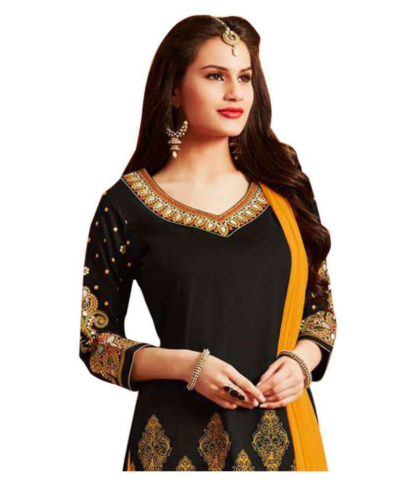 Rk Fashions Yellow and Brown Cotton Dress Material - Buy Rk Fashions ...