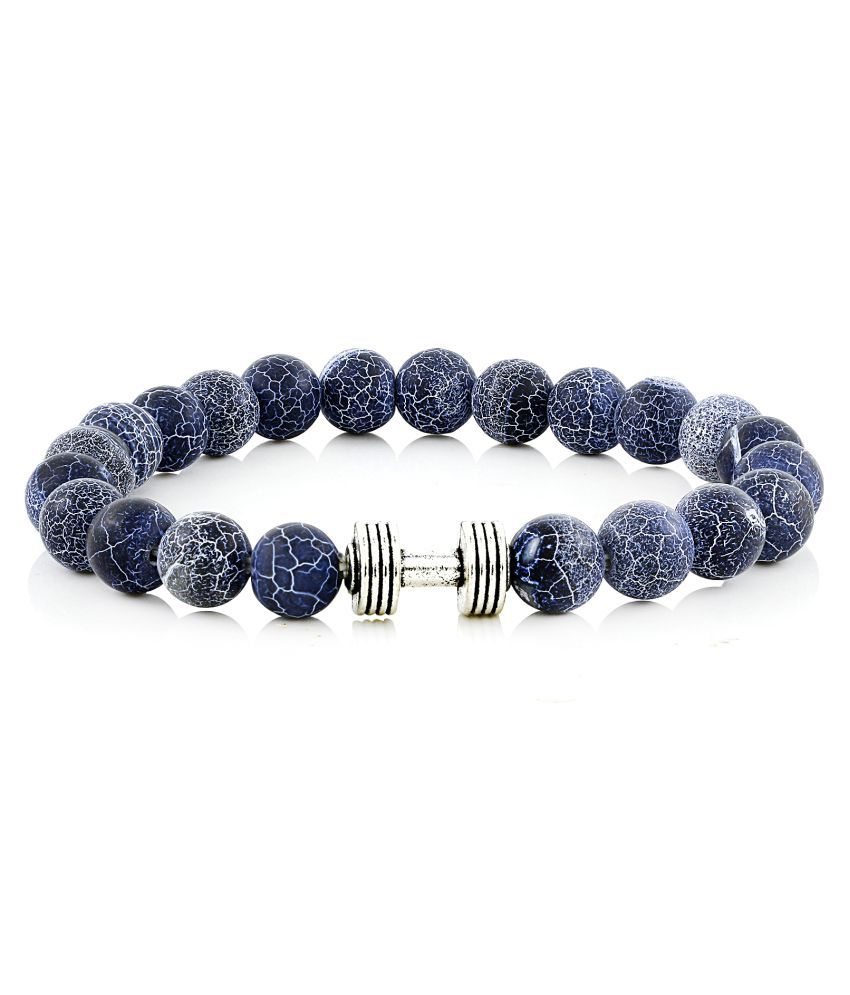 The Jewelbox® Stylish Dumbell Barbell Beads Glossy Dark Blue Silver ...