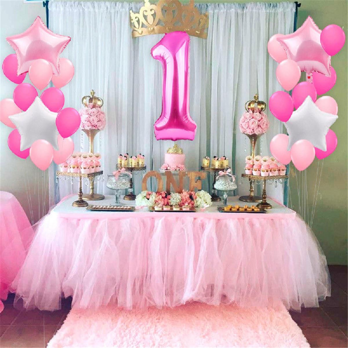 25pcs Set 1st Birthday Foil Balloons Party Home Decor Number Baby