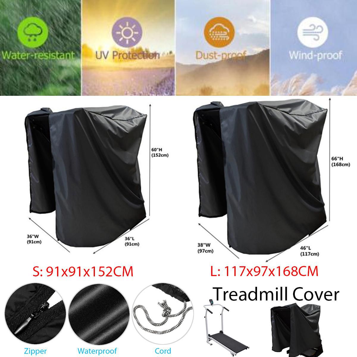 Black Folding Treadmill Cover Waterproof 2021 Upgraded Running Machine Protective Cover Dustproof Cover Heavy Duty and Water-Resistant Fitness Equipment Fabric Ideal for Indoor or Outdoor 
