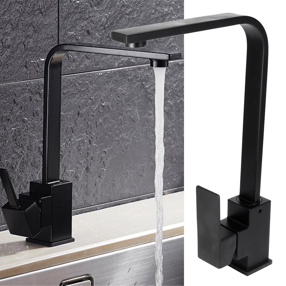 Buy Modern Square Kitchen Sink Taps Single Lever Basin Mixer Tap Swivel Black Faucet Online At Low Price In India Snapdeal