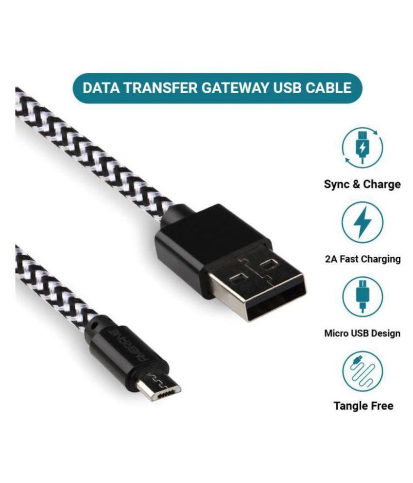 Ambrane USB Data Cable Black - 1.5 Meter Braided Fast Charging for MI
