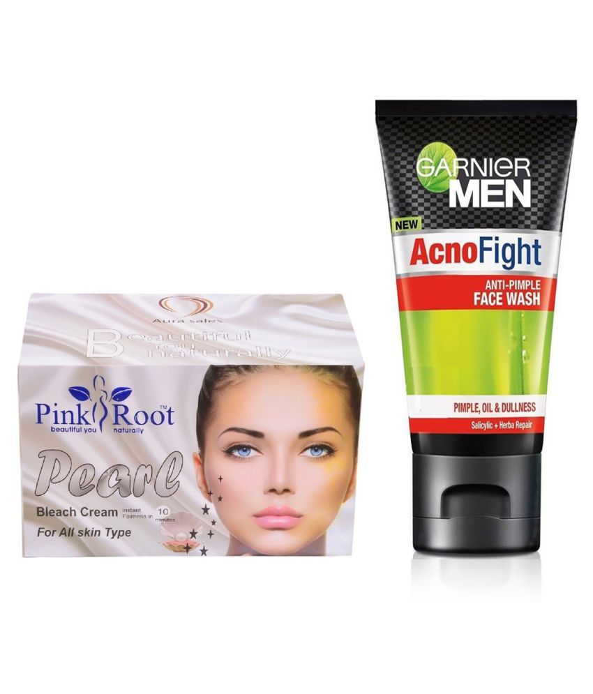 Pink Root Pearl Bleach Cream 250g, Garnier Acno Fight Face Wash 100 gm