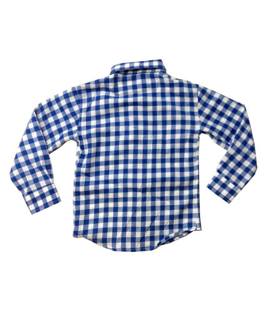 white with blue check shirt