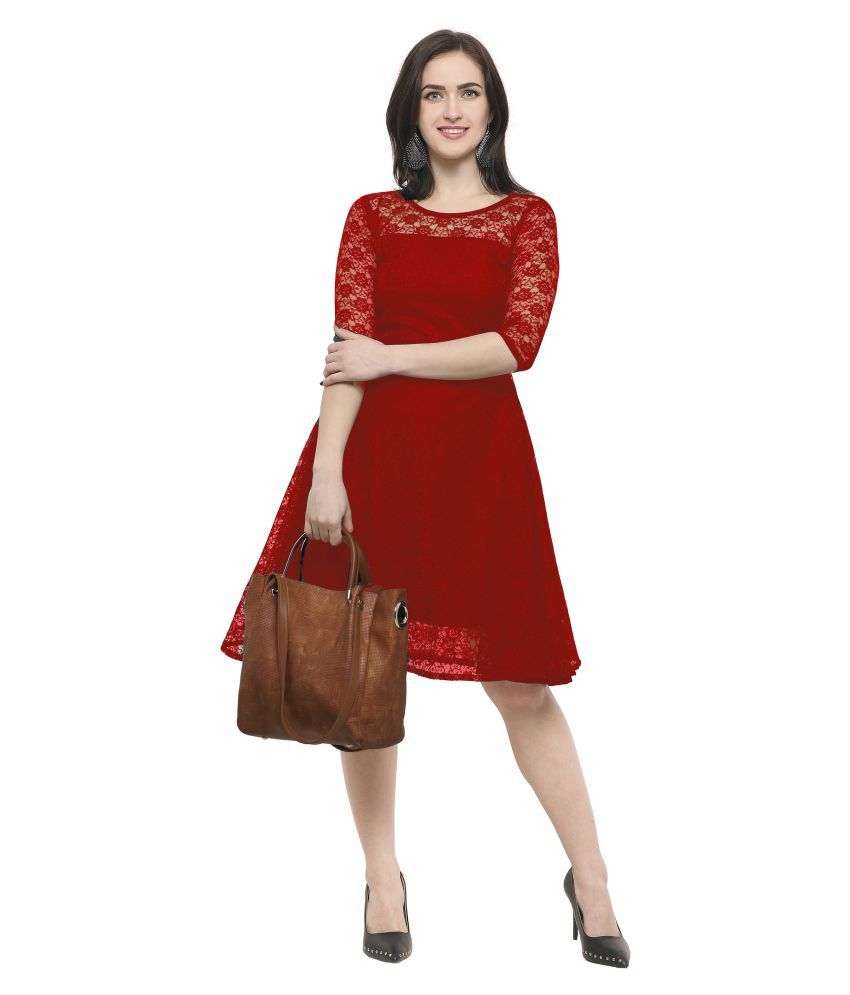 Buy Red Net One Piece Dress Off 79