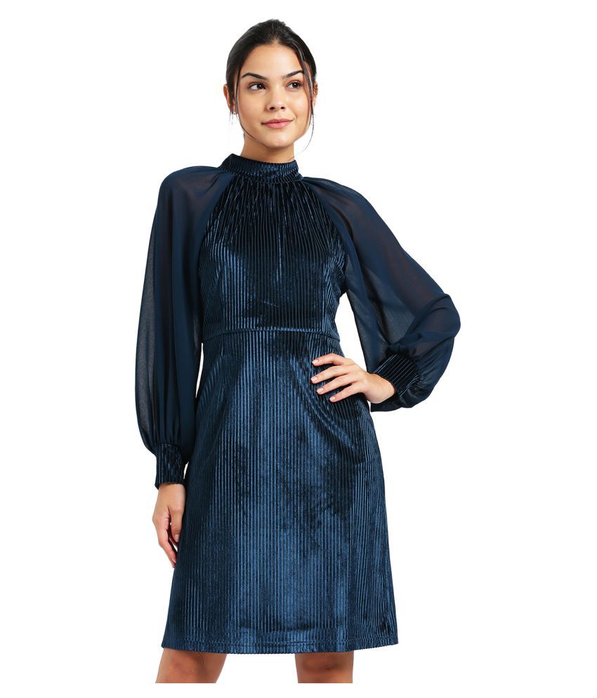 Zink London Polyester Blue Regular Dress - Buy Zink London Polyester Blue Regular Dress Online 