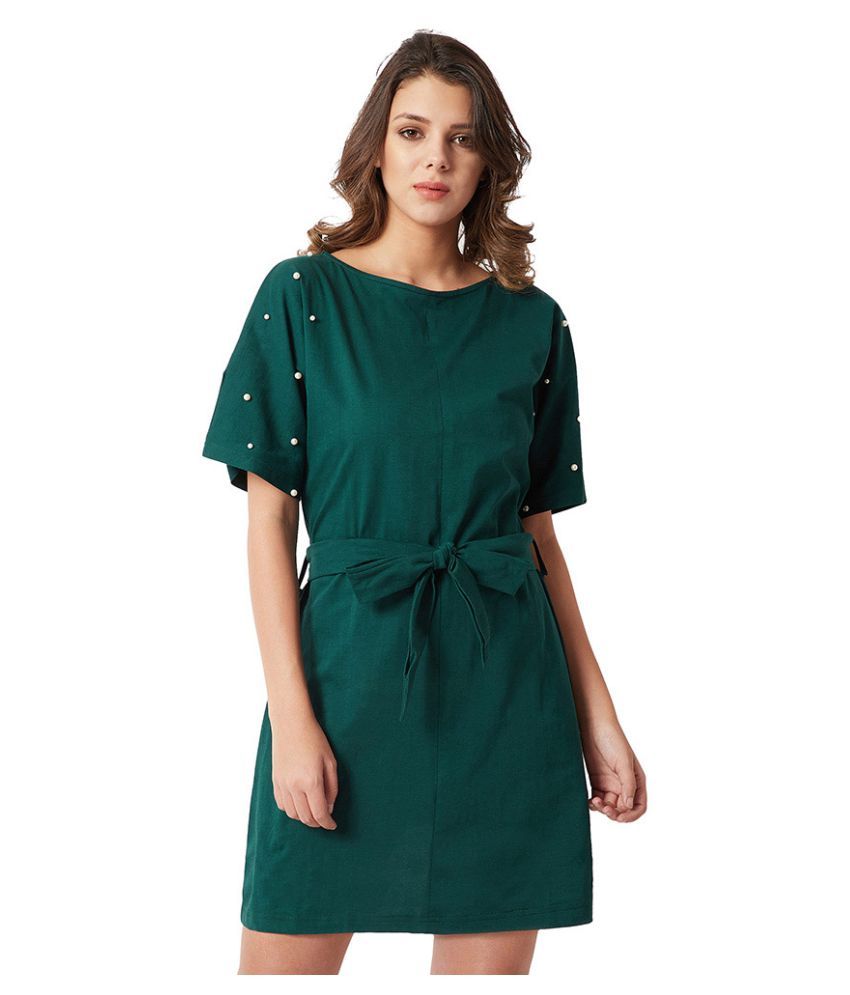     			Miss Chase Cotton Green Shift Dress