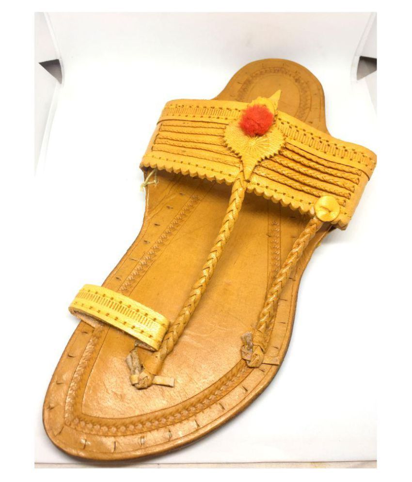 yellow kolhapuri chappal