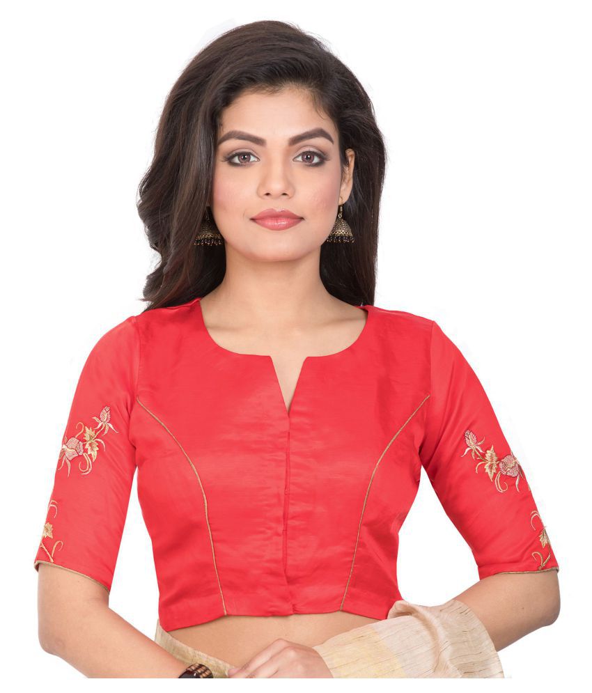 Rene Red Satin Readymade without Pad Blouse - Buy Rene Red Satin ...