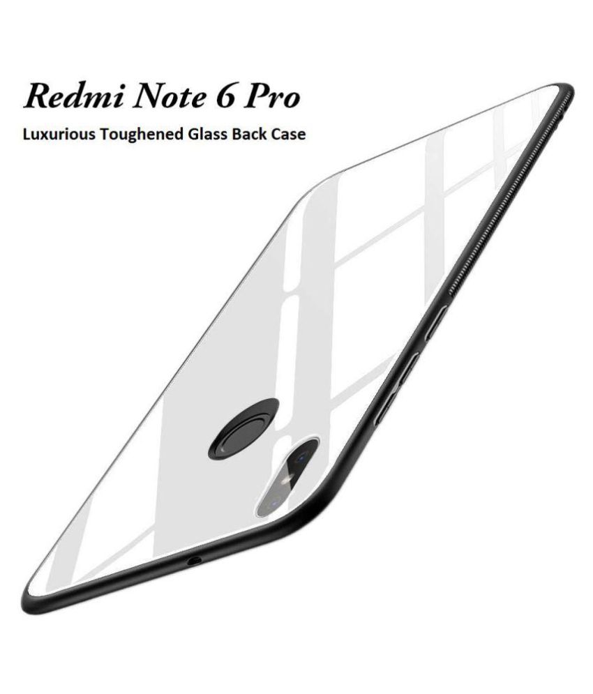     			Xiaomi Redmi Note 6 Pro Mirror Back Covers JMA - White Luxurious Toughened Glass Back Case