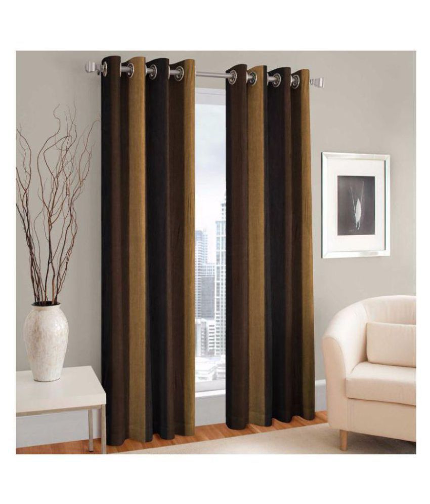     			Tanishka Fabs Blackout Room Darkening Curtain 7 ft ( Pack of 2 ) - Brown