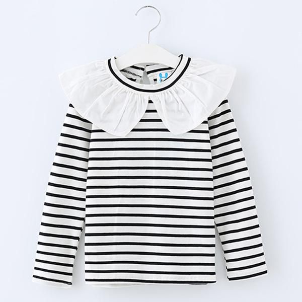 vastwit Toddler Baby Girls Doll Collar Solid Color Basic T-Shirt Tees Shirt Kids Casual Tops Blouse
