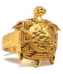 Rudra Divine Gold Plated Good Luck Tortoises Shree Yantra Ring for Men and Women 19 no Ring Size