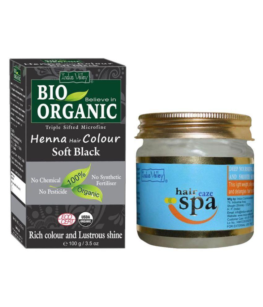     			Indus Valley BIO Organic Soft Black Henna with Hair eaze Spa For Smooth Hair Combo Pack