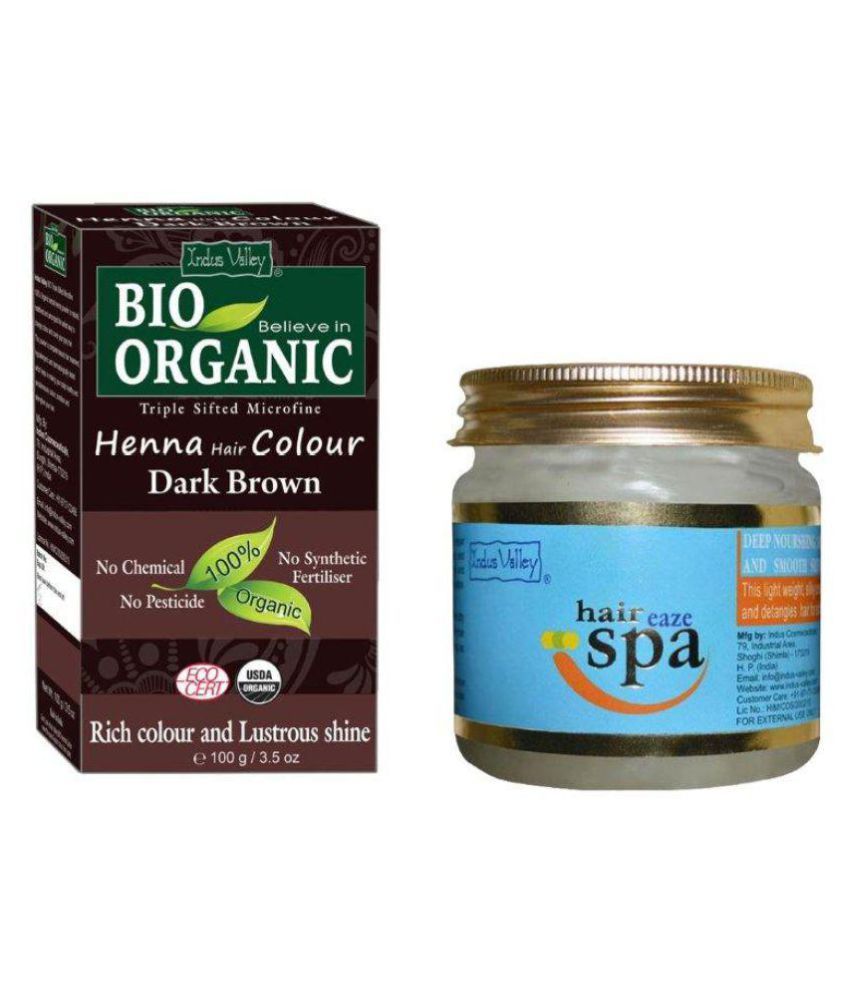     			Indus Valley Bio Organic Dark Brown Henna Hair Color with Hair Eaze Spa Combo Pack