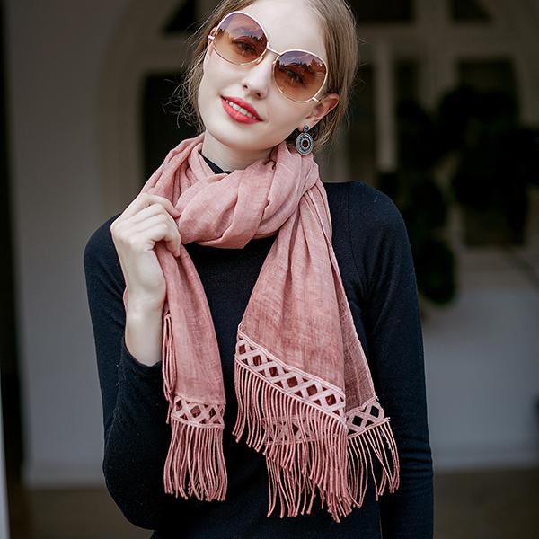 Scarves Fringed Scarfs accessories Fringed Scarf pink casual look 