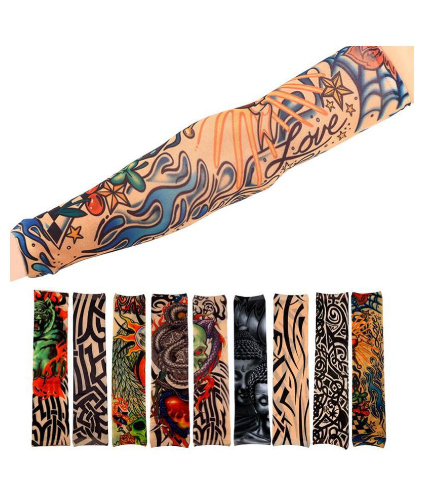 2 Pcs Cool Simulation Tattoo Glove Arm Riding Sunscreen Buy Online at