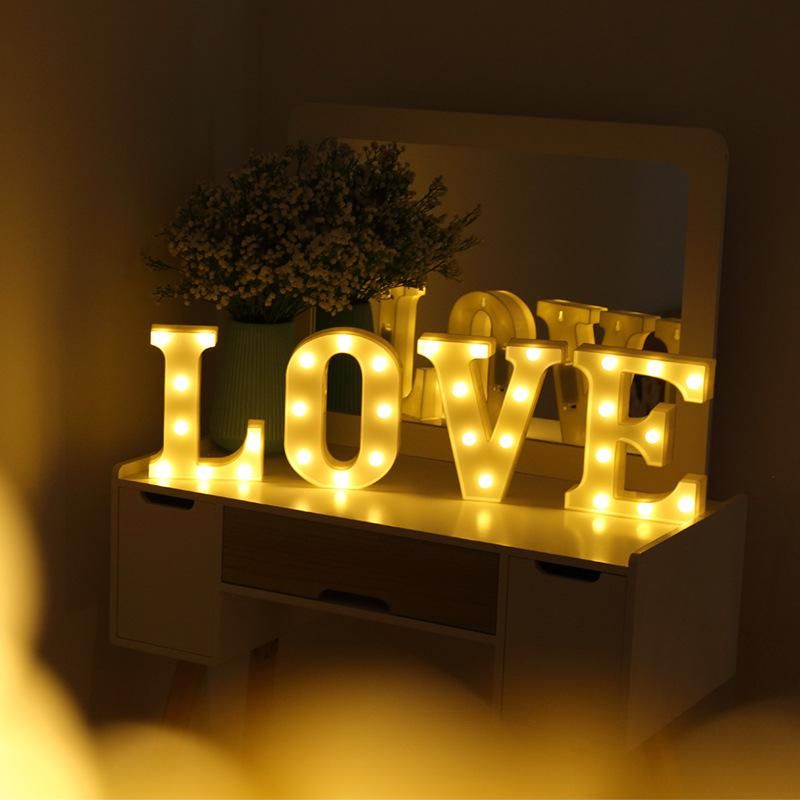 1 Pcs Warm White 26 Letters Night Light Decorations Wedding Party