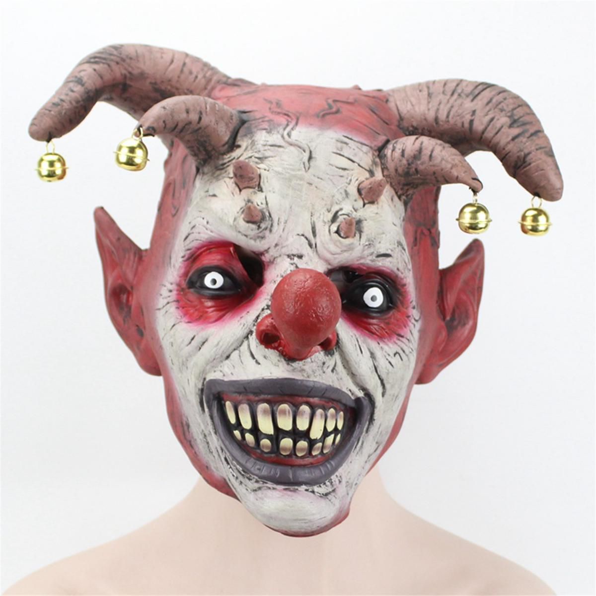Creepy Evil Scary Bell Clown Halloween Mask Latex Evil Jester Clown Party Mask 