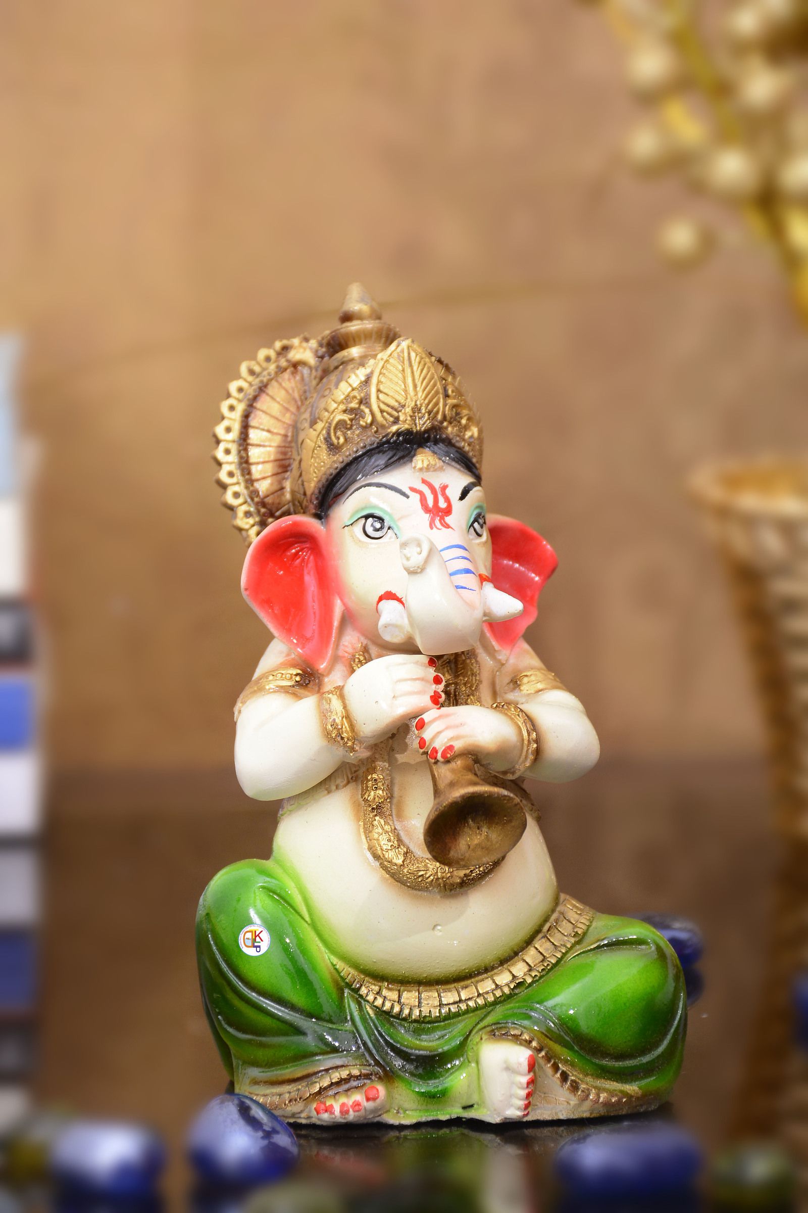 Polyresin Sitting Lord Ganesha Singing & Playing Musical Instruments ...