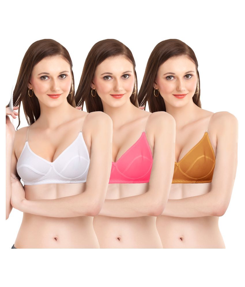     			Madam Pack of 3 Cotton Non Padded Women's T-Shirt Bra ( Multi Color )