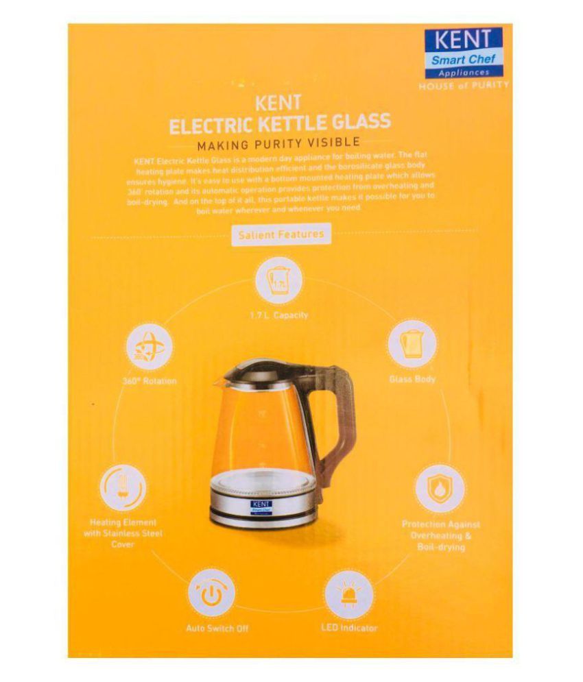 Kent 1.7 Liters 1500 Watts Glass Electric Kettle Price in India Buy Kent 1.7 Liters 1500 Watts