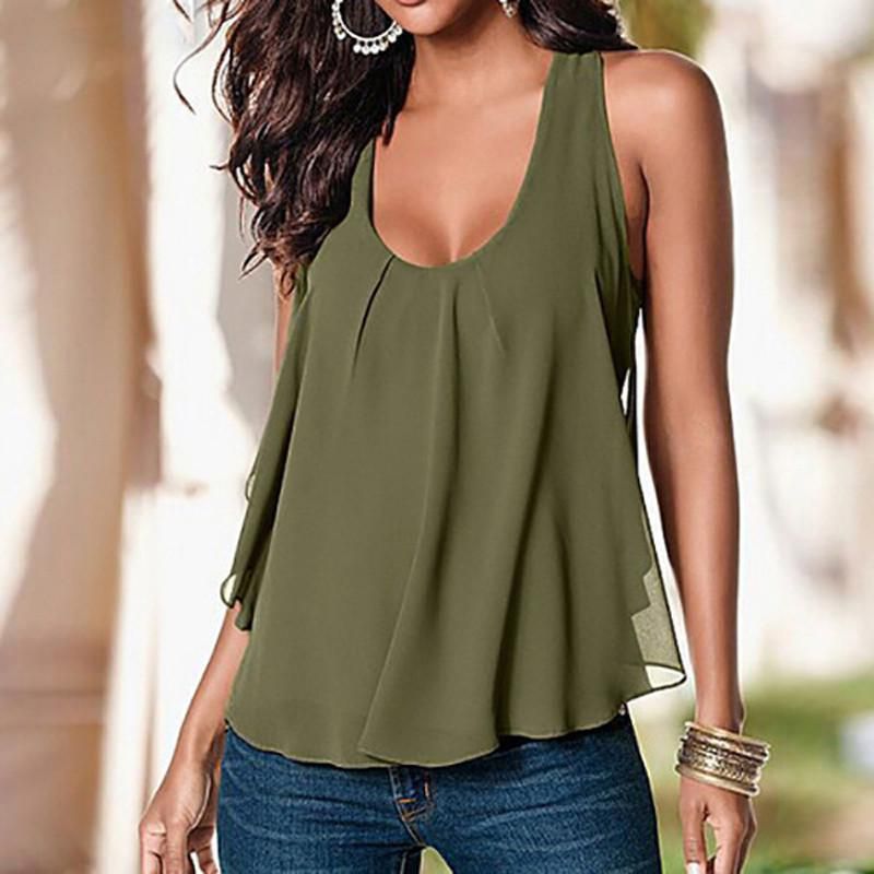 Women Casual Tops AmyDong Women Casual Blouse Sleeveless V Neck Casual Vest Party T-Shirt 