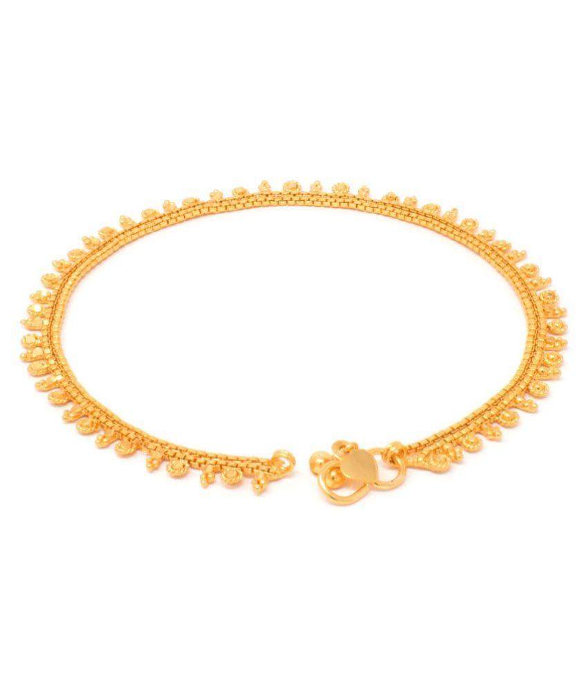 IMC DEALS Indian Anklets Payal Pair 22K Gold Plated 10.5" Ethnic